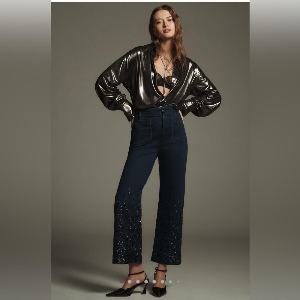 The Colette cropped high-rise wide leg jeans- NWT